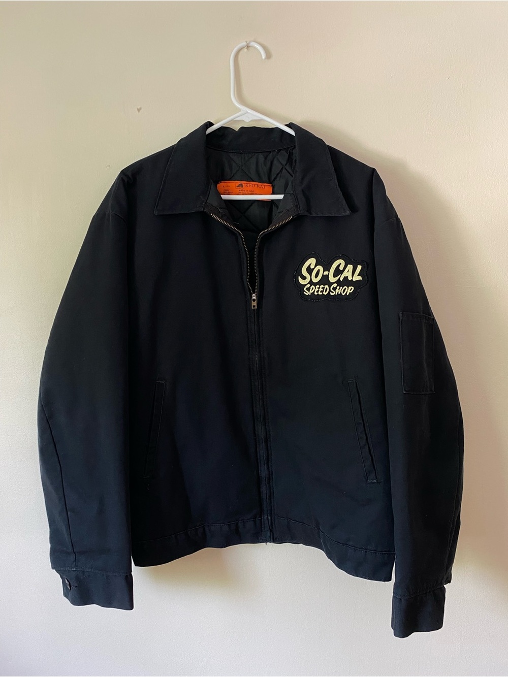 So-Cal Speed Shop Red Kap Black Zip Front Jacket Size L